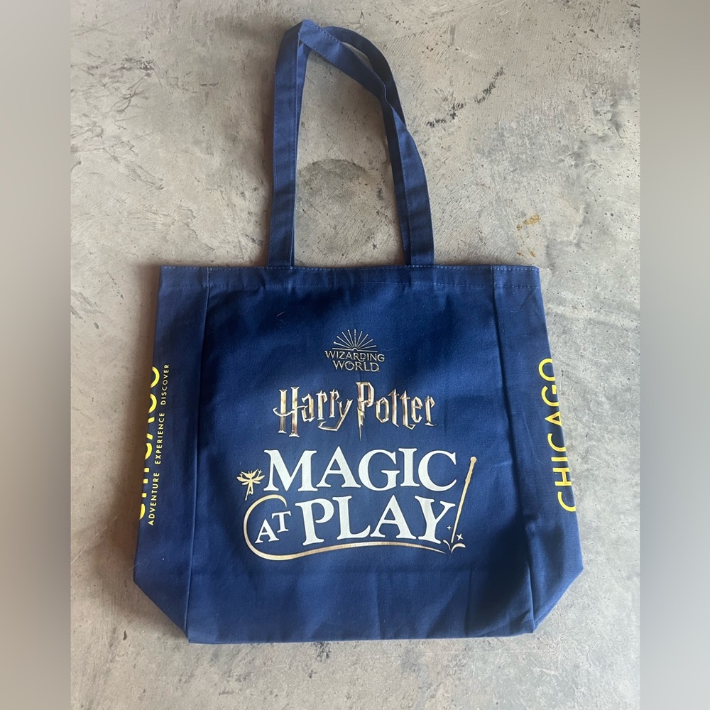 Navy tote. Harry Potter experience in Chicago.